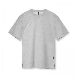 Asrv 0479. French Terry Oversized Men's Short Sleeve Grey | 43097MRQY