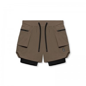 Asrv 0651. Tetra-Lite™ 5 Liner Cargo Men's Shorts Grey Brown | 85726WQPE