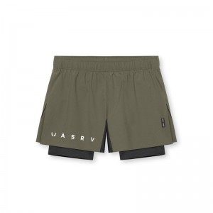 Asrv 0752. Ripstop 3 High Split Liner Men's Shorts Olive / Black | 72106SQFL