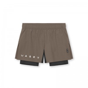 Asrv 0752. Ripstop 3 High Split Liner Men's Shorts Brown / Black | 26731FYDX