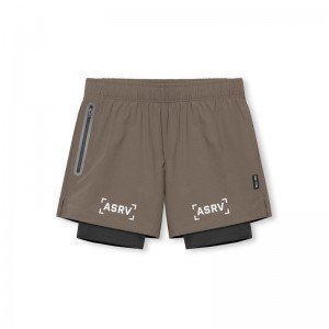 Asrv 0761. Ripstop 5 Liner Men's Shorts Grey Brown | 21658QAZB