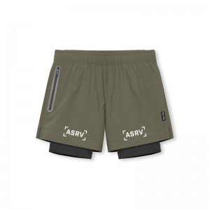 Asrv 0761. Ripstop 5 Liner Men's Shorts Olive | 39724WQCZ