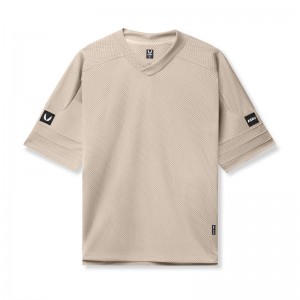 Asrv 0772. SilverPlus™ Mesh Oversized Jersey Men's Short Sleeve Beige | 73826UTNY