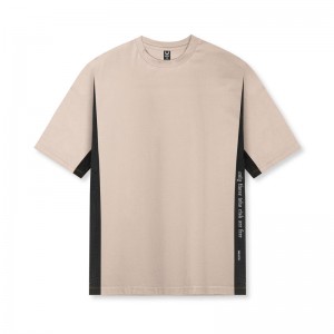 Asrv 0779. Supima® Mesh Panel Oversized Men's Short Sleeve Beige | 80291JQDV