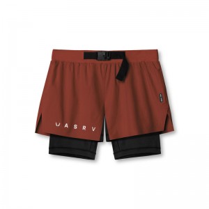 Asrv 0786. Ripstop 3" Belt Pack Men's Shorts Dark Red / Black | 07345ZXAY