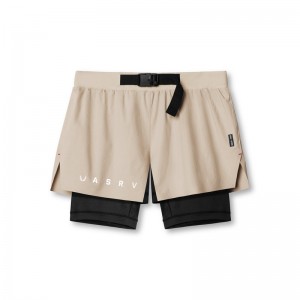 Asrv 0786. Ripstop 3" Belt Pack Men's Shorts Beige / Black | 94612WIJP