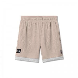 Asrv 0795. SilverPlus™ Mesh Reversible Men's Shorts Beige / White | 48693SKGY