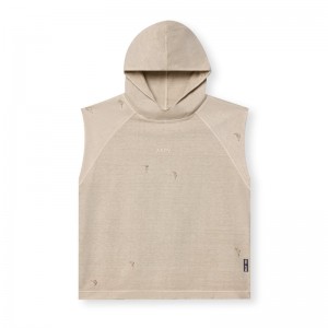 Asrv 0799. Tech Essential™ Cutoff Men's Hoodie Beige | 19640MIQV