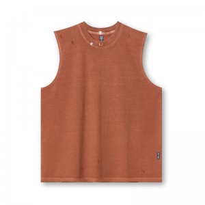 Asrv 0807. Tech Essential™ Relaxed Cutoff Men's Tanks Red | 27408QWZV