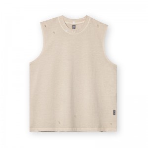 Asrv 0807. Tech Essential™ Relaxed Cutoff Men's Tanks Beige | 14523WDKT