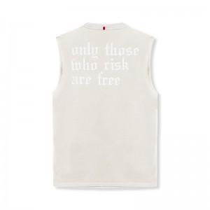 Asrv 0807. Tech Essential™ Relaxed Cutoff Men's Tanks Grey / White | 31094PVHW