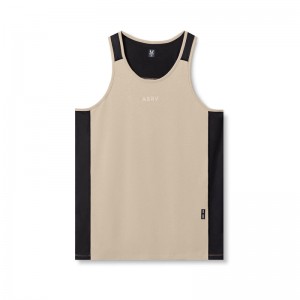 Asrv 0809. Supima® Mesh Panel Training Singlet Men's Tanks Beige | 12609STCZ