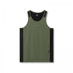 Asrv 0809. Supima® Mesh Panel Training Singlet Men's Tanks Olive | 02857ZGTR