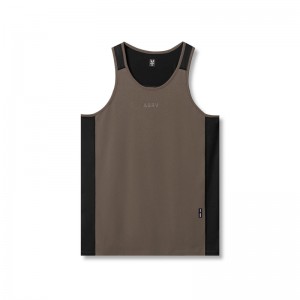 Asrv 0809. Supima® Mesh Panel Training Singlet Men's Tanks Grey Brown | 48509FMKC