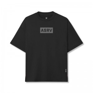 Asrv 0822. AeroSilver® Oversized Men's Short Sleeve Black | 02673SGDO