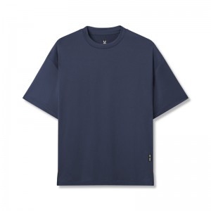 Asrv 0822. AeroSilver® Oversized Men's Short Sleeve Navy | 59167CEOF