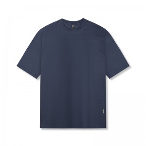 Asrv 0824. Supima® Oversized Men's Short Sleeve Navy | 02386QHAP