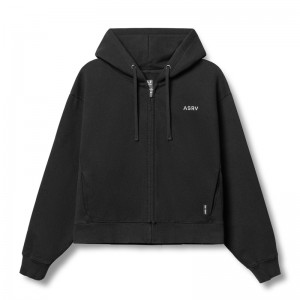 Asrv 0843. Tech Essential™ Distressed Full Zip Men's Hoodie Black | 49387UXAV