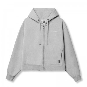 Asrv 0843. Tech Essential™ Distressed Full Zip Men's Hoodie Grey | 26571VEFU