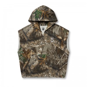 Asrv 0844. Tech Essential™ Raw Hem Cutoff Men's Hoodie Camo | 80961AORV