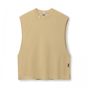 Asrv 0845. Tech Essential™ Rocker Cutoff Men's Tanks Khaki | 30695LTCO