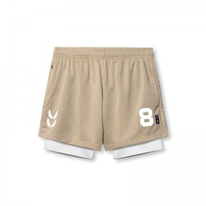 Asrv 0848. SilverPlus™ Mesh 5" Liner Men's Shorts Khaki / White | 14069STWX