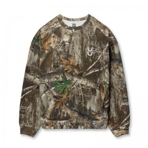 Asrv 0861. Tech Essential™ Distressed Crewneck Men's Hoodie Camo | 10479OQDM