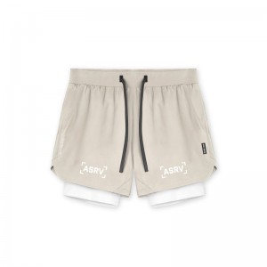 Asrv 0865. Tetra-Lite™ 5" Liner Men's Shorts Brown / White | 93421YKRF