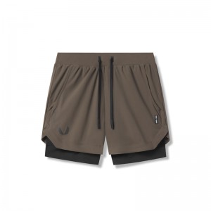 Asrv 0865. Tetra-Lite™ 5" Liner Men's Shorts Brown / Black | 36170XSNH