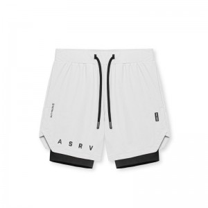 Asrv 0866. Tetra-Lite™ 7" Liner Men's Shorts White / Black | 96207ZVNL