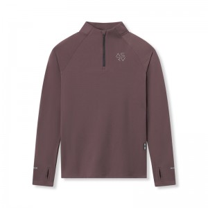 Asrv 0906. Thermal Training Quarter Zip Men's Long Sleeve Deep Purple | 21903IUXD