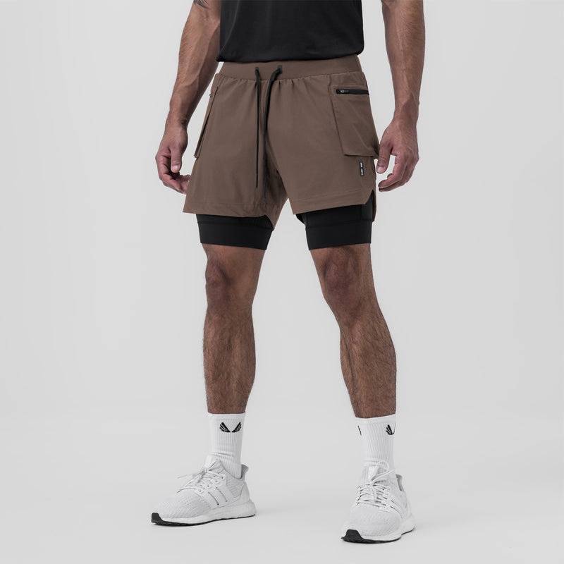 Asrv 0651. Tetra-Lite™ 5 Liner Cargo Men's Shorts Grey Brown | 85726WQPE