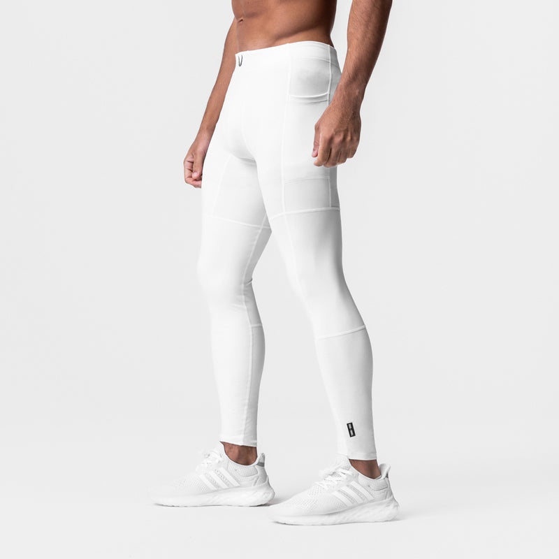 Asrv 0691. WarpFlexx® Side Pocket Men's Leggings White | 41503IYJL