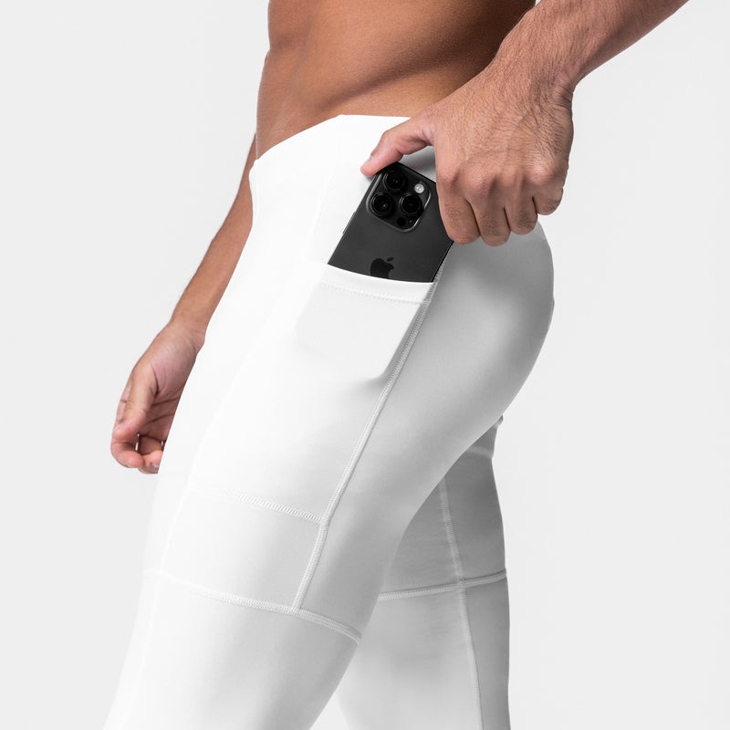 Asrv 0691. WarpFlexx® Side Pocket Men's Leggings White | 41503IYJL