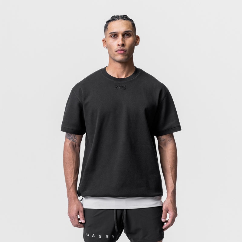 Asrv 0734. CottonPlus™ Heavyweight Oversized Cinch Men's Short Sleeve Black | 35871JYGM