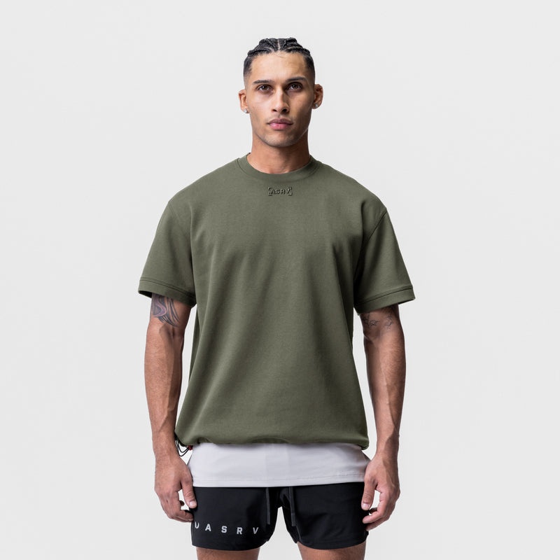 Asrv 0734. CottonPlus™ Heavyweight Oversized Cinch Men's Short Sleeve Olive | 85970EDVG