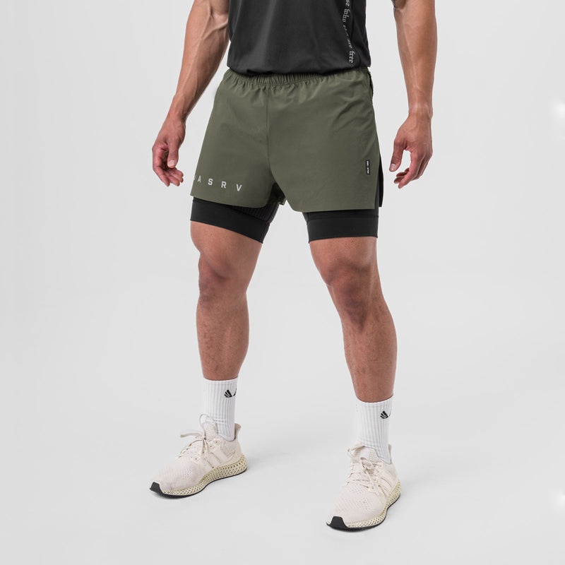 Asrv 0752. Ripstop 3 High Split Liner Men's Shorts Olive / Black | 72106SQFL