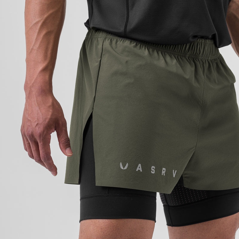 Asrv 0752. Ripstop 3 High Split Liner Men's Shorts Olive / Black | 72106SQFL