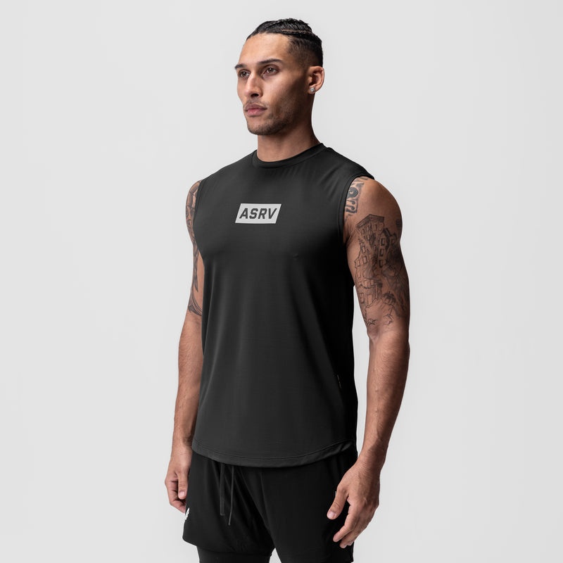 Asrv 0757. AeroSilver® Cutoff Men's Tanks Black | 53297ZAML