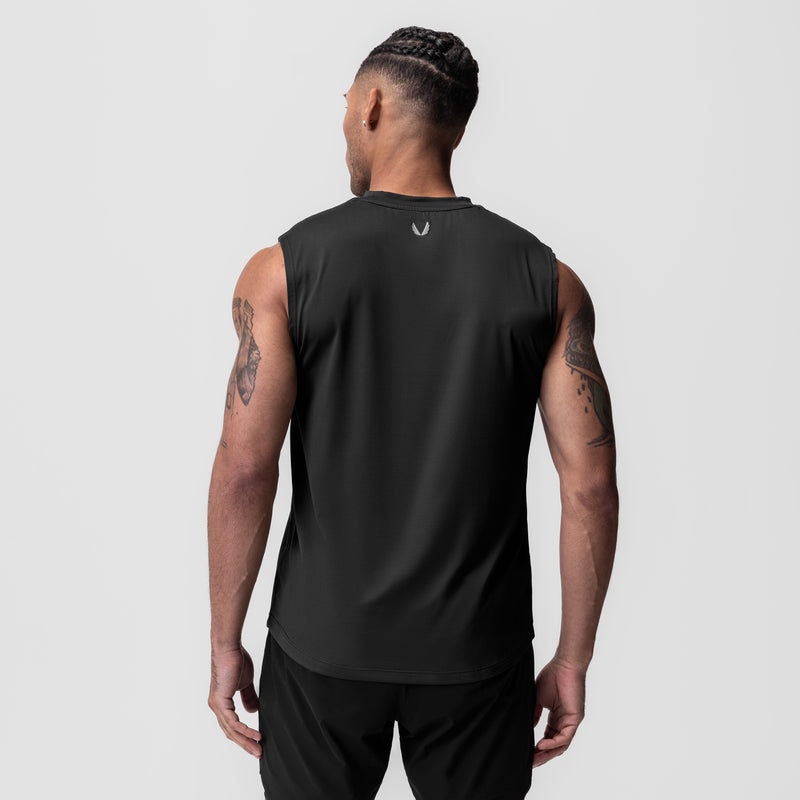 Asrv 0757. AeroSilver® Cutoff Men's Tanks Black | 53297ZAML