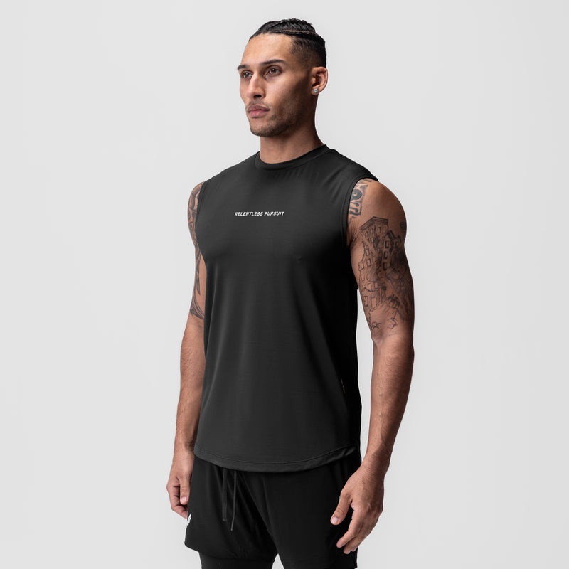 Asrv 0757. AeroSilver® Cutoff Men's Tanks Black | 87034SFUZ