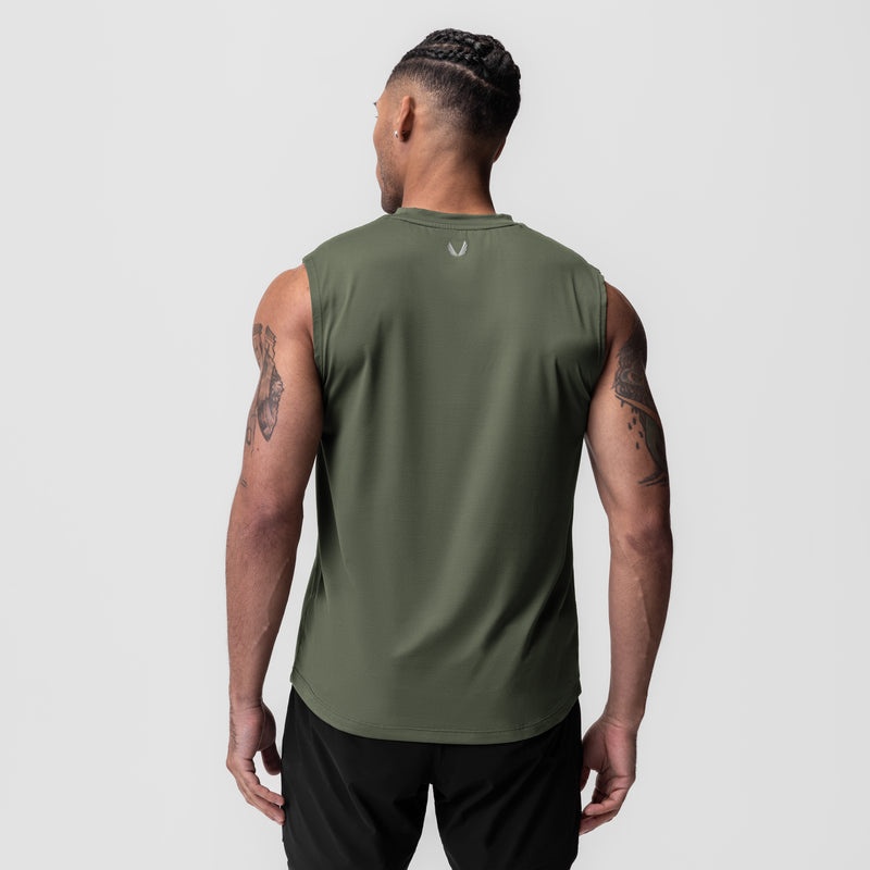 Asrv 0757. AeroSilver® Cutoff Men's Tanks Olive | 04352XKEU