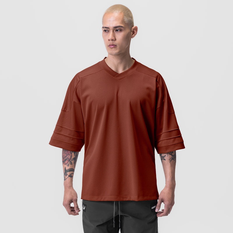 Asrv 0772. SilverPlus™ Mesh Oversized Jersey Men's Short Sleeve Dark Red | 78036MKOW