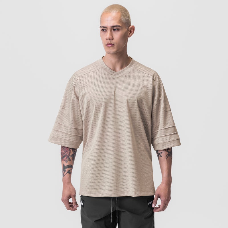 Asrv 0772. SilverPlus™ Mesh Oversized Jersey Men's Short Sleeve Beige | 73826UTNY