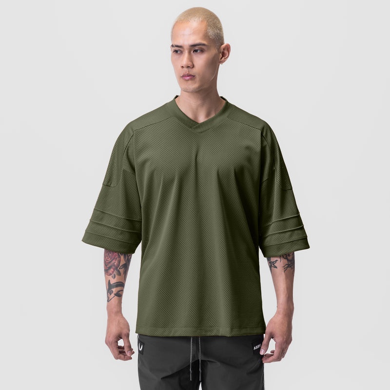 Asrv 0772. SilverPlus™ Mesh Oversized Jersey Men's Short Sleeve Olive | 25964PHZI