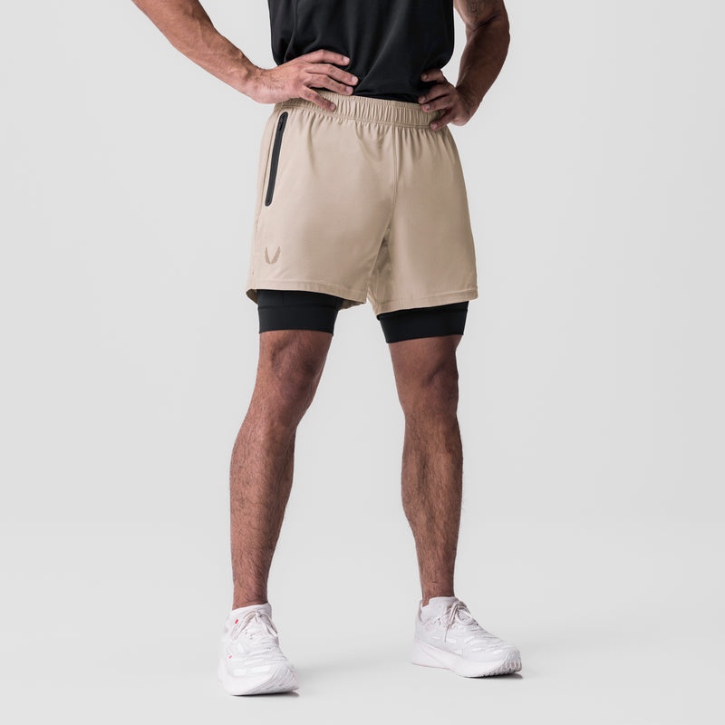 Asrv 0784. Ultralite™ 6 Liner Men's Shorts Beige / Black | 13698PNYF