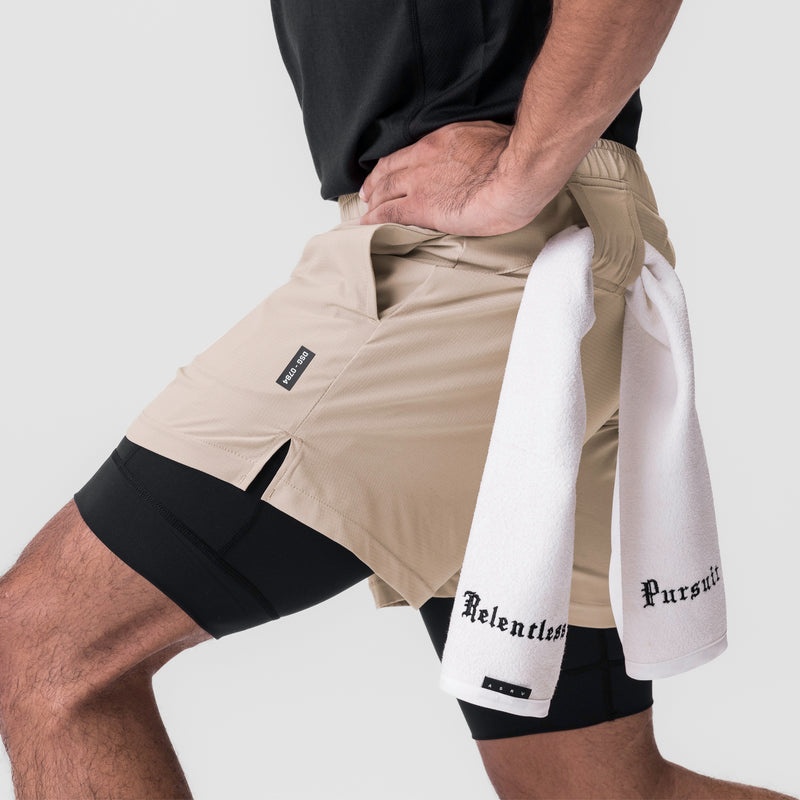 Asrv 0784. Ultralite™ 6 Liner Men's Shorts Beige / Black | 13698PNYF