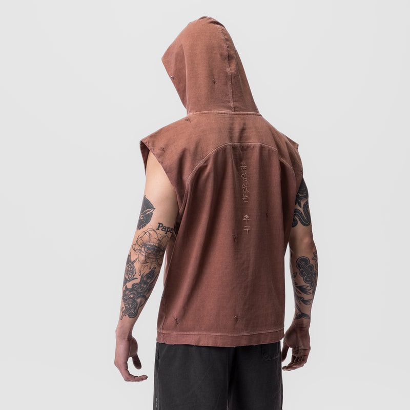 Asrv 0799. Tech Essential™ Cutoff Men's Hoodie Dark Red | 95283XDYP