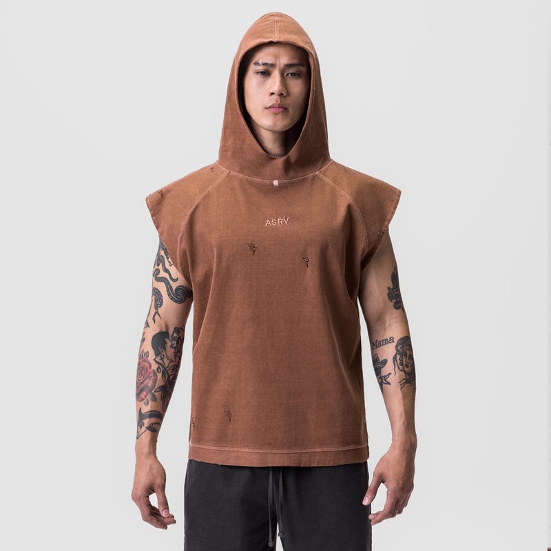 Asrv 0799. Tech Essential™ Cutoff Men's Hoodie Red | 28097POFH