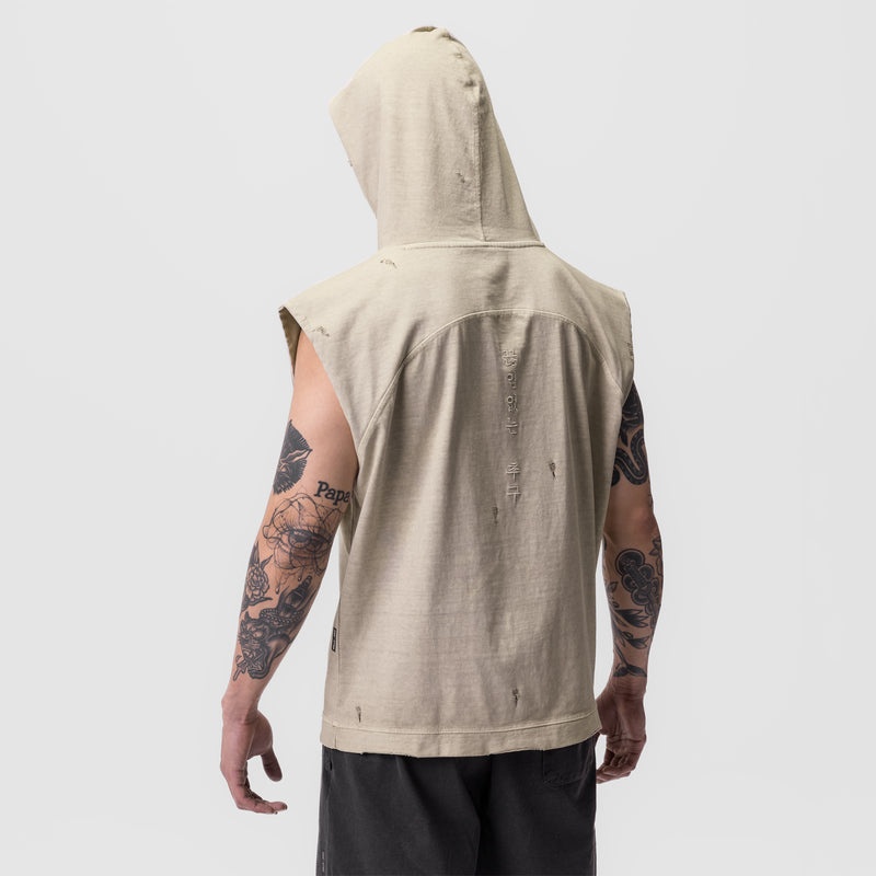 Asrv 0799. Tech Essential™ Cutoff Men's Hoodie Beige | 19640MIQV